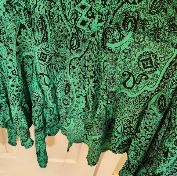 Floral Paisley Sleeveless Maxi Dress Size Xl Green & Black Boho Festival Resort - Picture 8 of 10